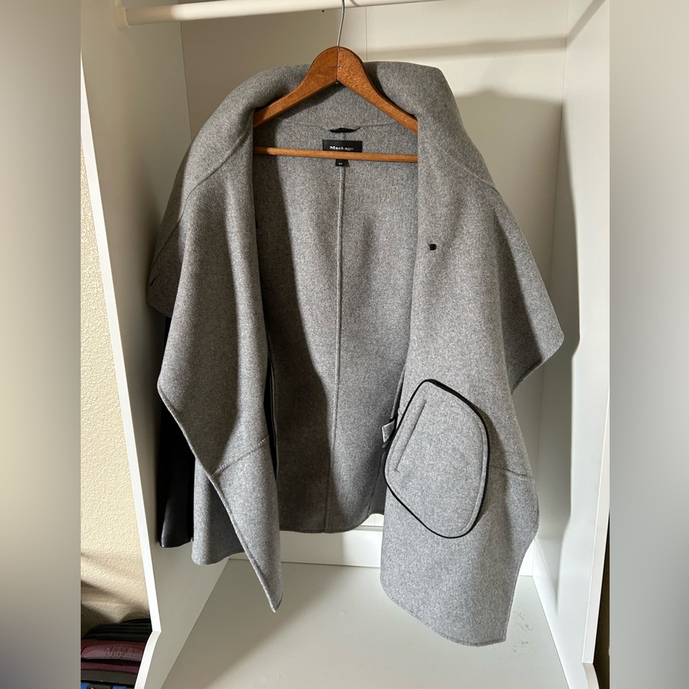 Mackage Gray Wool Cashmere blend and Black Leather Women's Coat - Picture 7 of 10